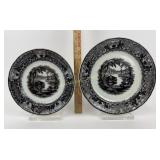 (2) Staffordshire flow mulberry plates by Podmore,