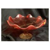 Amberibia Glass Pedestal Bowl with Ruffled Edge