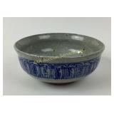 Stoneware Pottery Bowl with Blue Pattern