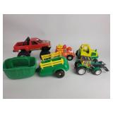 Toy Vehicles:  Dodge Monster Truck, Fire Truck, Gr