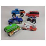 Diecast Toy Vehicles:  Fire Truck, Monster Trucks
