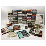 Music cassette and CD collection with framed music