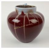 Belgium Faiencerie Thulin Red Drip Glaze Vase