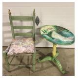 Painted Chair and Side Table Set
