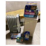 DeLonghi Heater, Laundry Hamper, Jigsaw Puzzles &