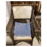 Wicker Rocking Chair with Upholstered Back