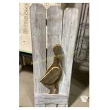 Rustic wooden pelican wall art