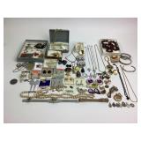 925 Sterling Heart Earrings and Costume Jewelry As