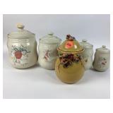 Kitchen Canisters with Decorative Fruit and Goose