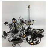 Wrought Iron Candle Holders and Leather Harness