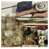 Glassware, mugs, frames, fishing rods, and househo