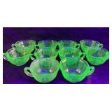 Uranium Glass Tea Cups - Set of 10