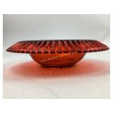 Tiffin Tangerine Glass Bowl with Open Edge Design