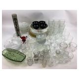 Ceramic Bowls, Green Glass Tray, Clear Glassware