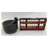 Stone Mortar and Pestle with Chinese Abacus