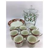 Christmas Glass Bucket with Holiday Bowl and Eight