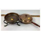 copper pans and stand
