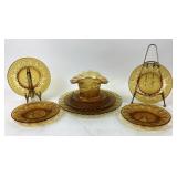 Amber Glass Dishware Collection with Scenic Design