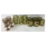 MCM Green and Gold Glassware Set