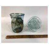 Two hand-blown glass artworks