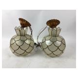 Pair of Capiz Shell Pendant Lights
