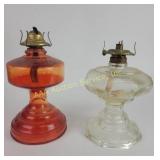 Glass oil lamps with brass burners