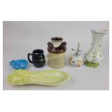 Stoneware Crock, Misting Bottle, Lettuce Platter