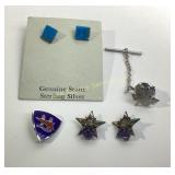 Sterling Silver Pins and Earrings