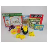 Matchbox Boats, Peanuts Plate, Games Assortment