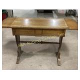 wooden drop-leaf side table with drawer 51 x 18 x