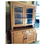 Wooden two-piece stepback cupbosrd with top and