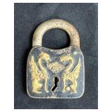 Antique padlock with dragon design, no key