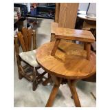 Rustic Wooden Table, Chair, and Stool Set