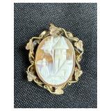 Victorian Gold Filled Carved Shell Cameo Pendant P