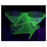 Green uranium glass dessert cups