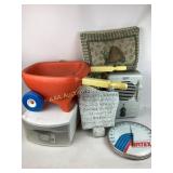 DeLonghi space heater, little tikes wheelbarrow,