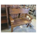 Wheat patterned 2 seat wooden bench 36Hx37Wx20D