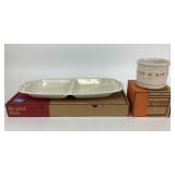 Longaberger Pottery Platter Dish and One Pint