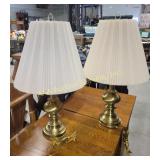 [2] Gold toned table lamps with shades