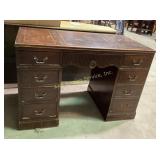 Leather top Kneehole desk, 24Dx45.5Wx30H