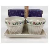 Longaberger Pottery Early Blossoms Flower Pots