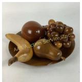 Wooden fruit set, and plate (plate is