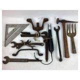 Wireless microphone, wrenches, hammer, angle