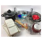 Cooks essentials pot, metal mixing bowls,