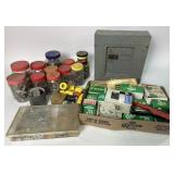 Electrical box.  Washers, hardware, electrical