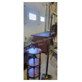 Ornate metal floor lamp 67H without bulb, wooden