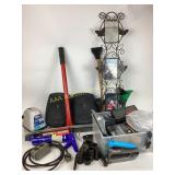 Yamaha speakers, stapler, caulk gun, funnels,