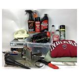 Miter box, oil filter wrench, car radios, car