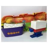 Snow toboggan.  Pepsi toy soda fountain. Purple