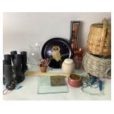 Couroc of Monterey Owl platter, Dell speakers,